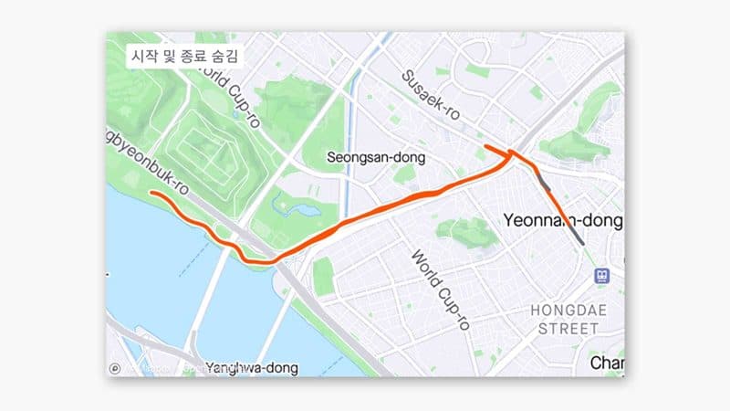 연트럴파크 폭포 코스 4.0km 러닝 코스