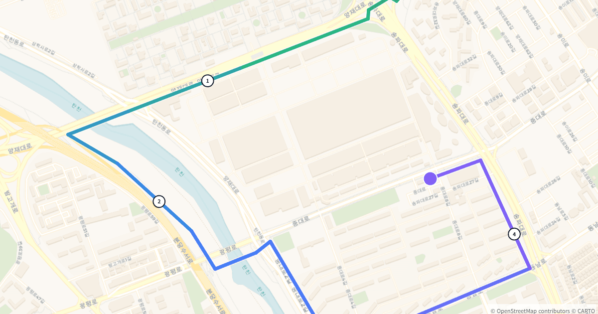 가락1동 1km 편도